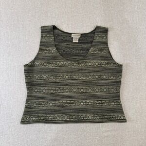Vintage Apostrophe Stretch Tank XL Geometric Knit Y2K Style Cropped Fit